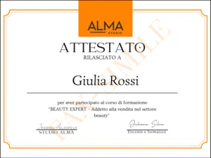 attestato corso beauty advisor torino