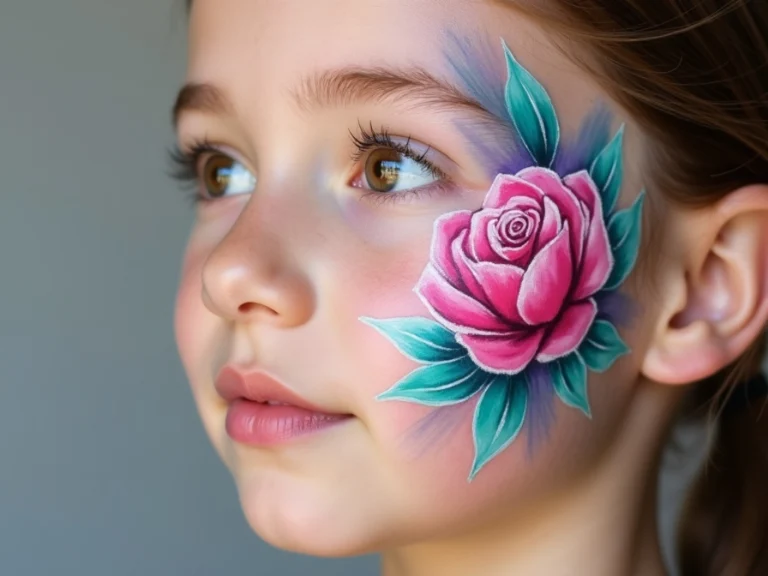 Bambina con trucco artistico elaborato sul viso, esempio di facepainting avanzato realizzato durante il corso professionale di Studio Alma.